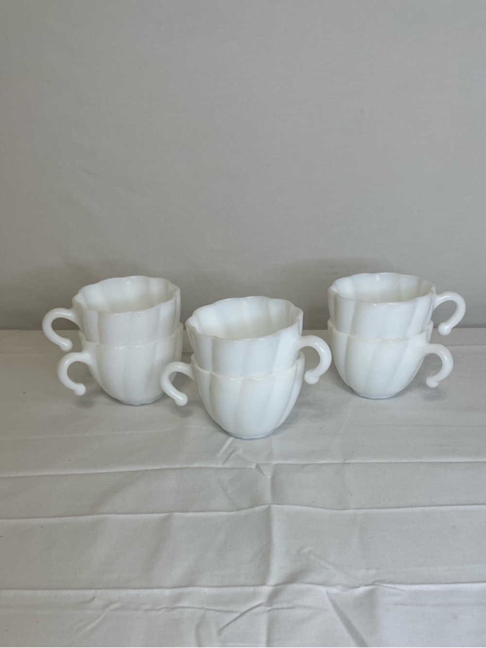 Vintage HAZEL ATLAS Alpine White Milk Glass Punch Cups